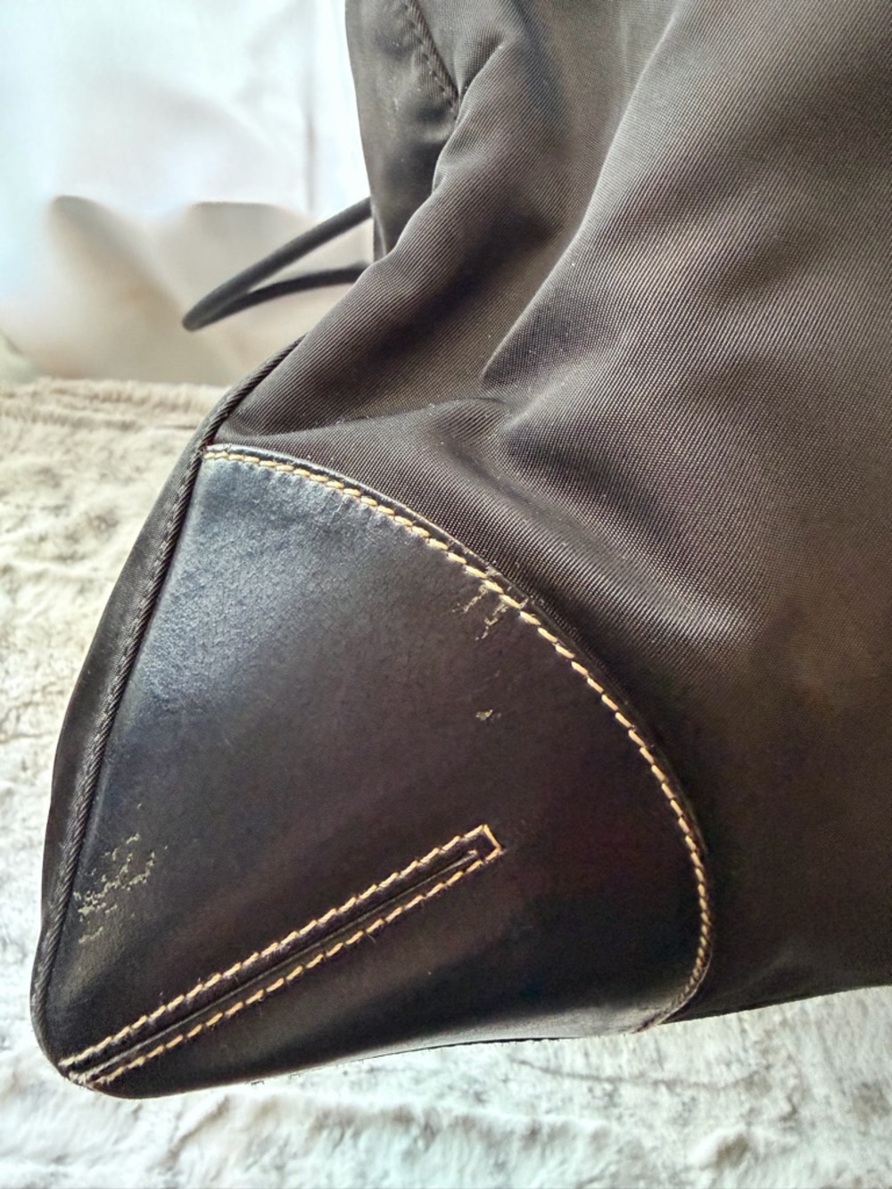 Prada Black Nylon Tote with Leather Trim - Picture 5 of 15